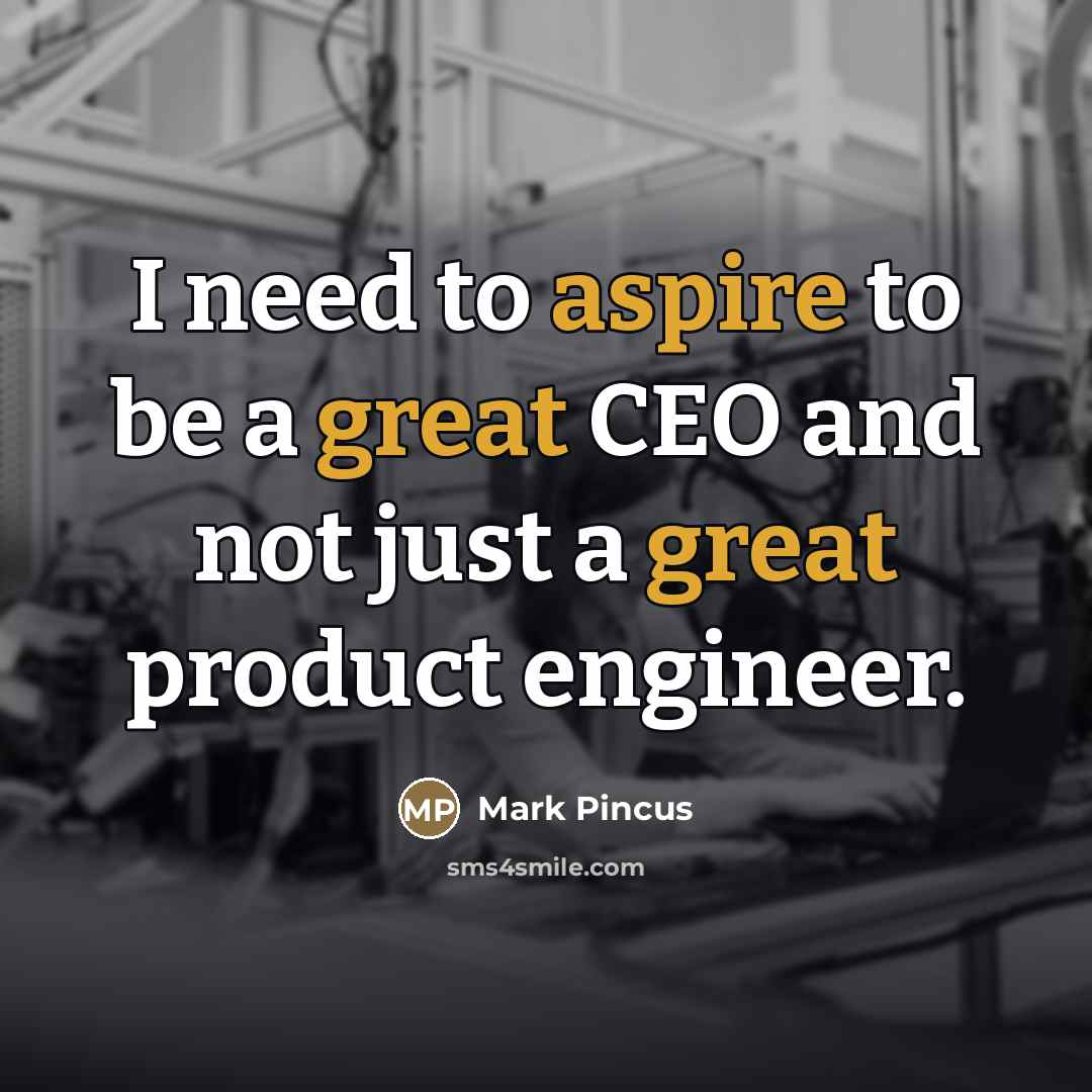 “I need to aspire to be a great CEO and…” quote by Mark Pincus