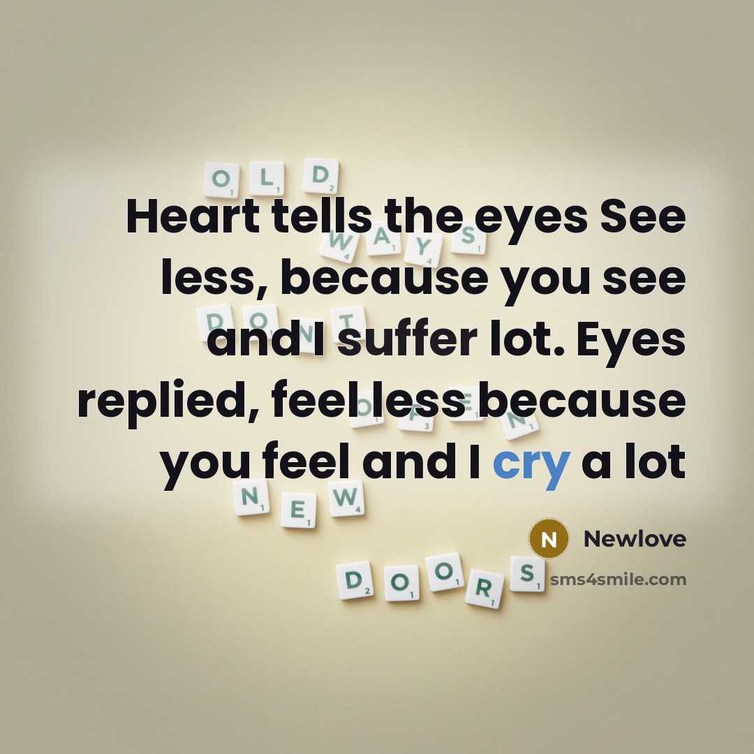 “Heart tells the eyes See less, because you see and…” quote by Newlove