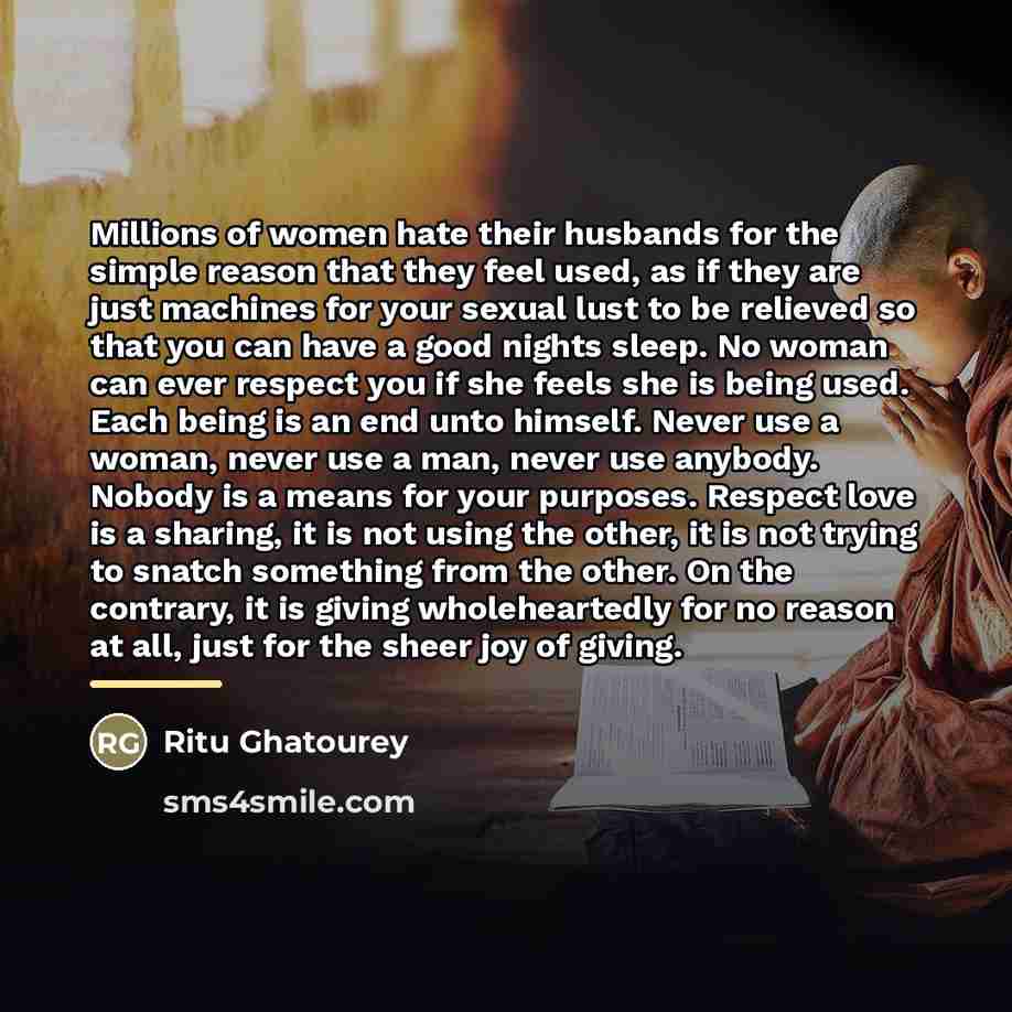 “Millions of women hate their husbands for the simple reason…” quote by Ritu Ghatourey