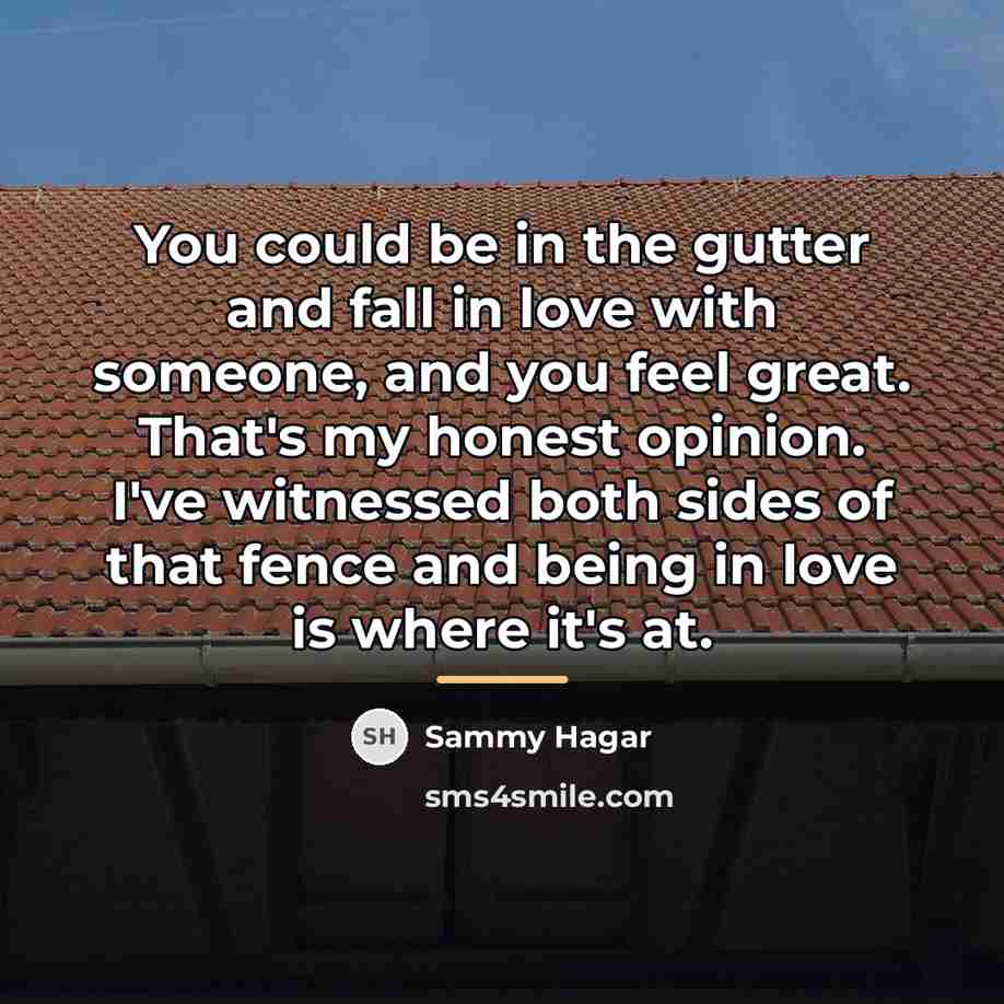 “You could be in the gutter and fall in love…” quote by Sammy Hagar