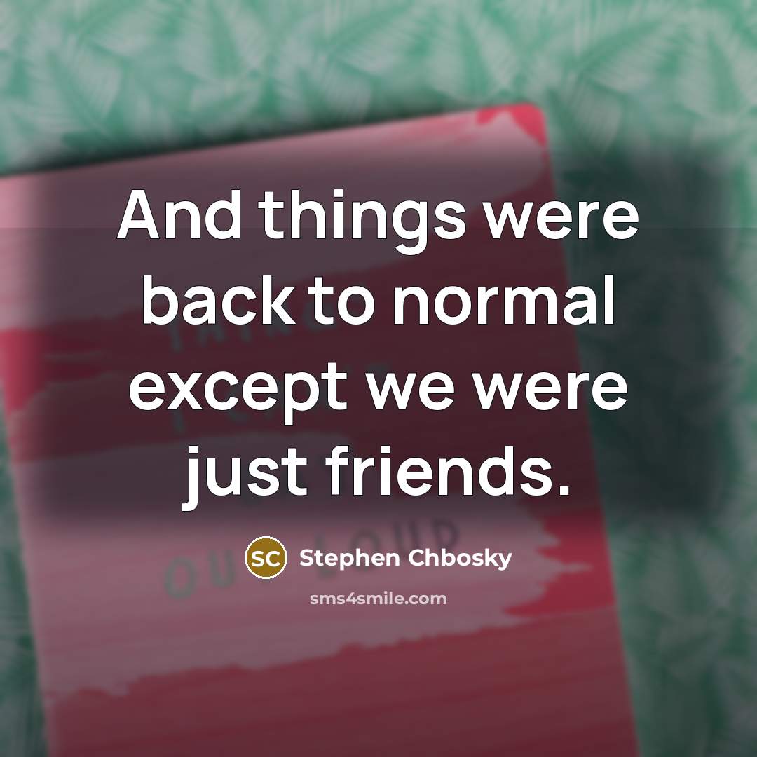 “And things were back to normal except we were just…” quote by Stephen Chbosky