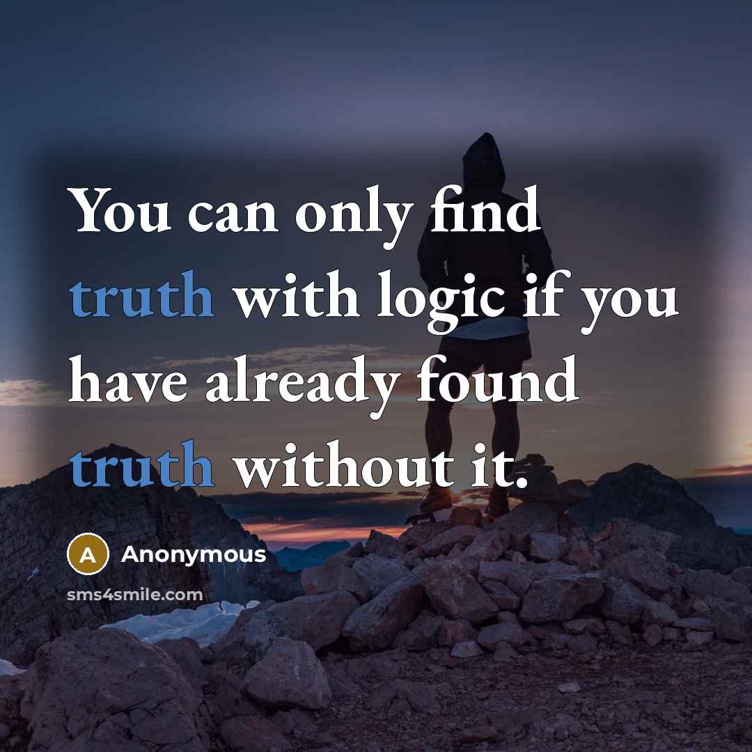 “You can only find truth with logic if you have…” quote by Anonymous
