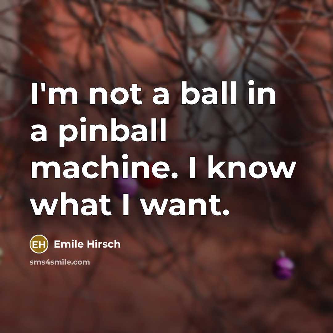 “I'm not a ball in a pinball machine. I know…” quote by Emile Hirsch
