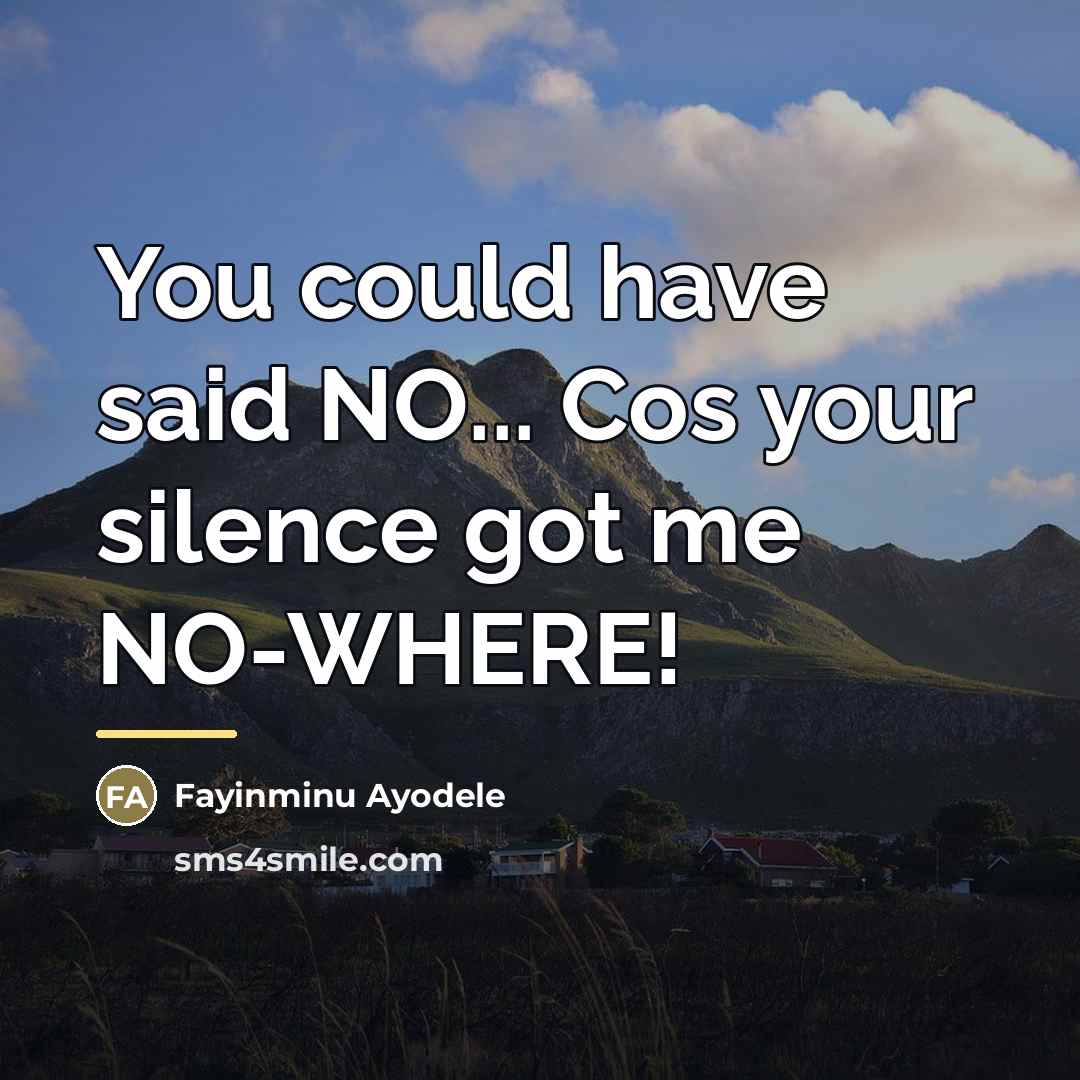 “You could have said NO... Cos your silence got me…” quote by Fayinminu Ayodele