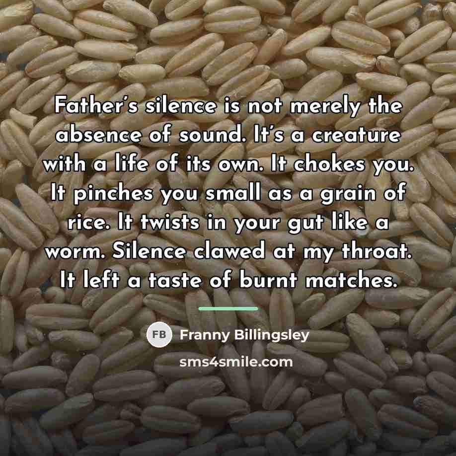 “Father’s silence is not merely the absence of sound. It’s…” quote by Franny Billingsley