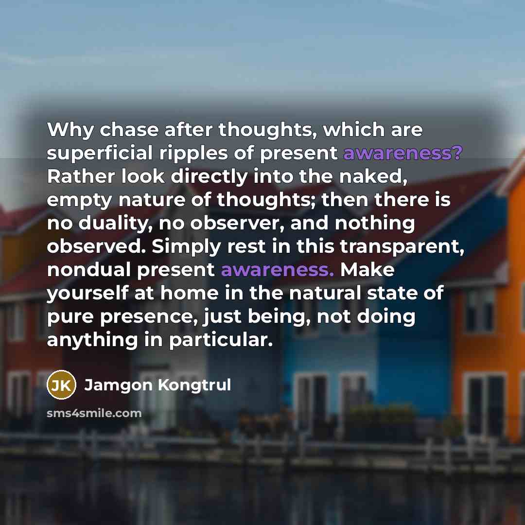 “Why chase after thoughts, which are superficial ripples of present…” quote by Jamgon Kongtrul