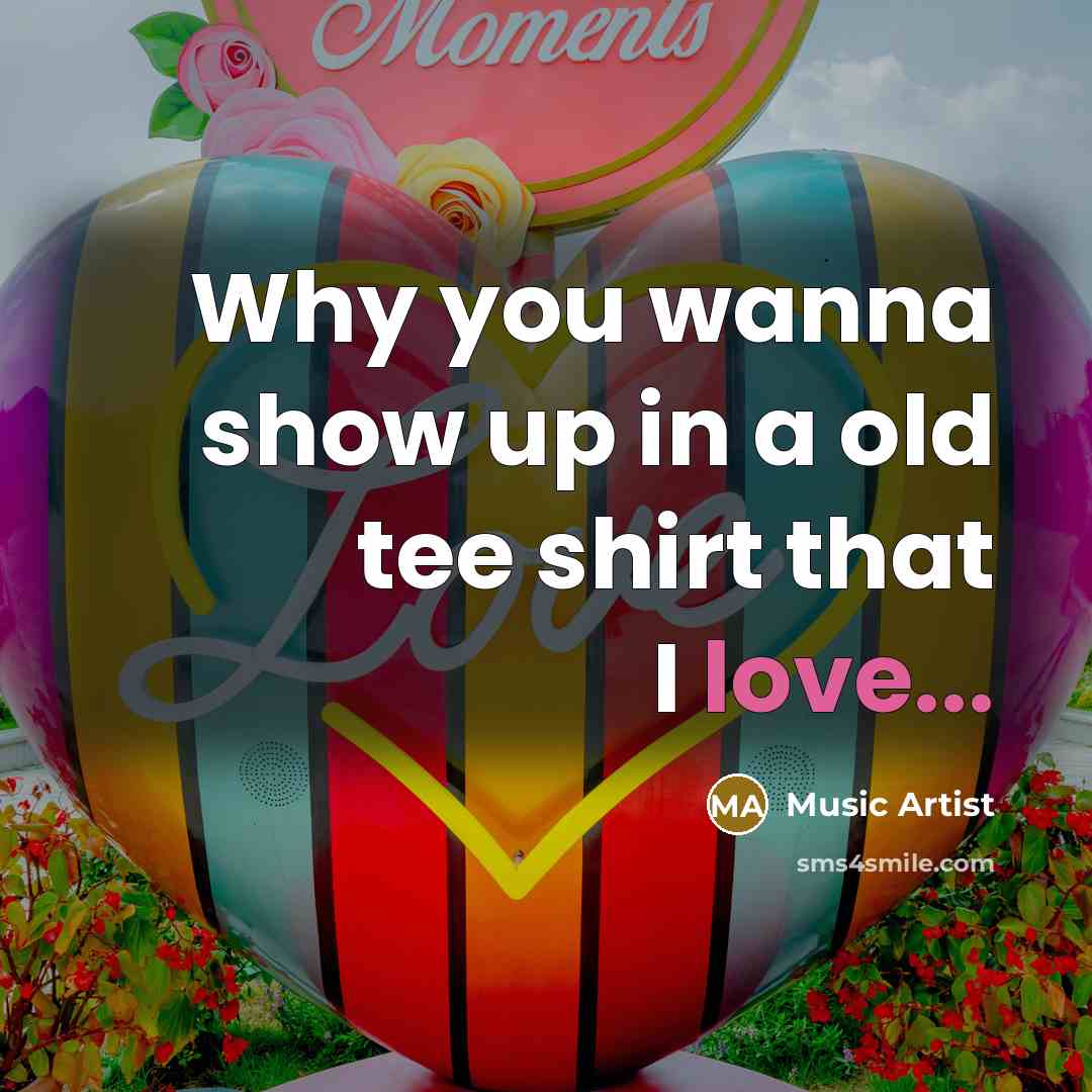 “Why you wanna show up in a old tee shirt that I love...” quote by Music Artist