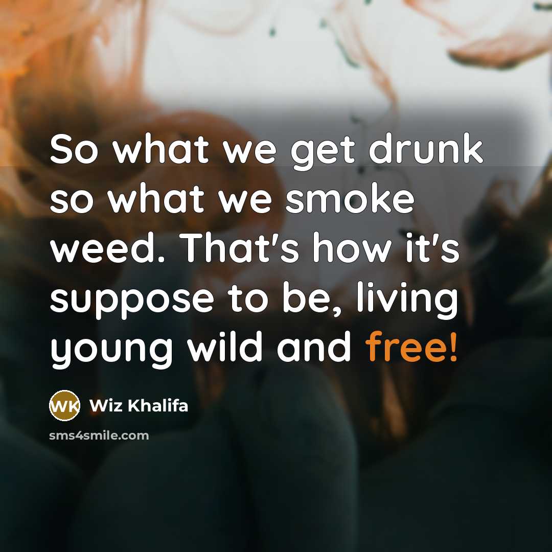 “So what we get drunk so what we smoke weed.…” quote by Wiz Khalifa