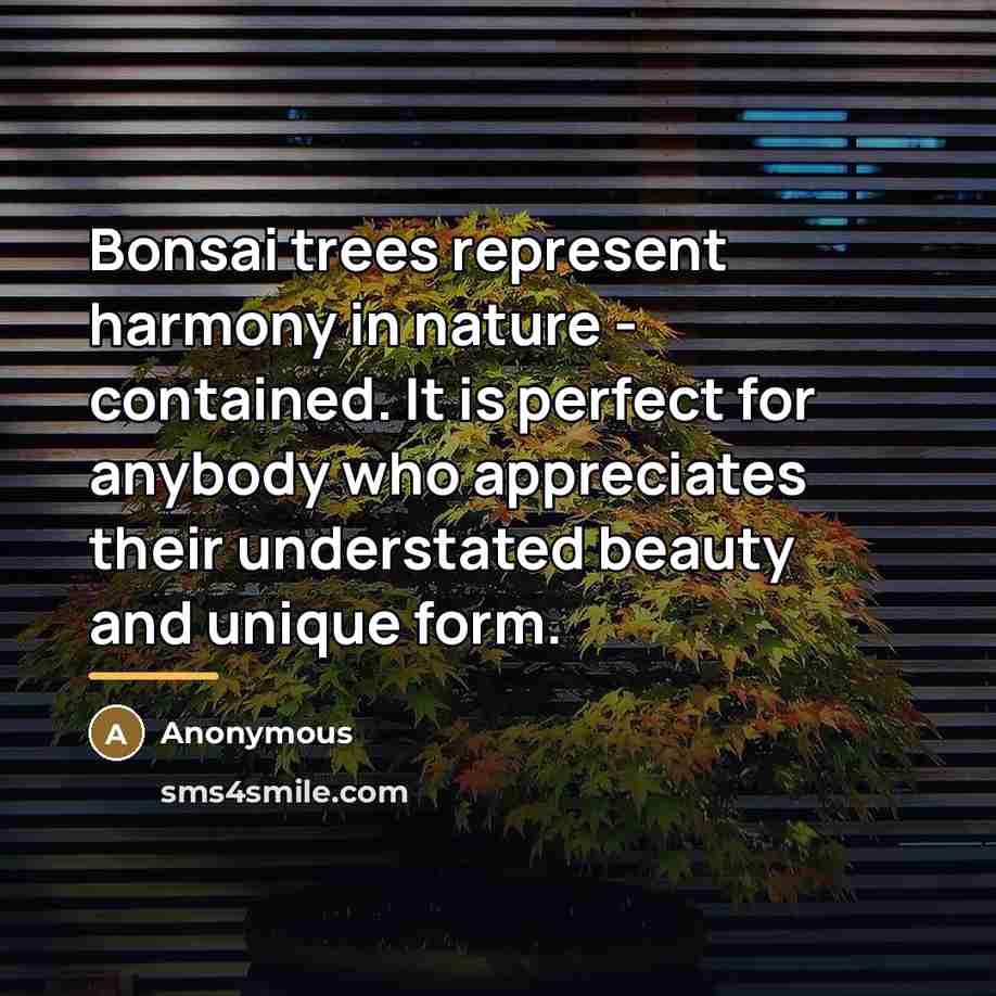“Bonsai trees represent harmony in nature - contained. It is…” quote by Anonymous