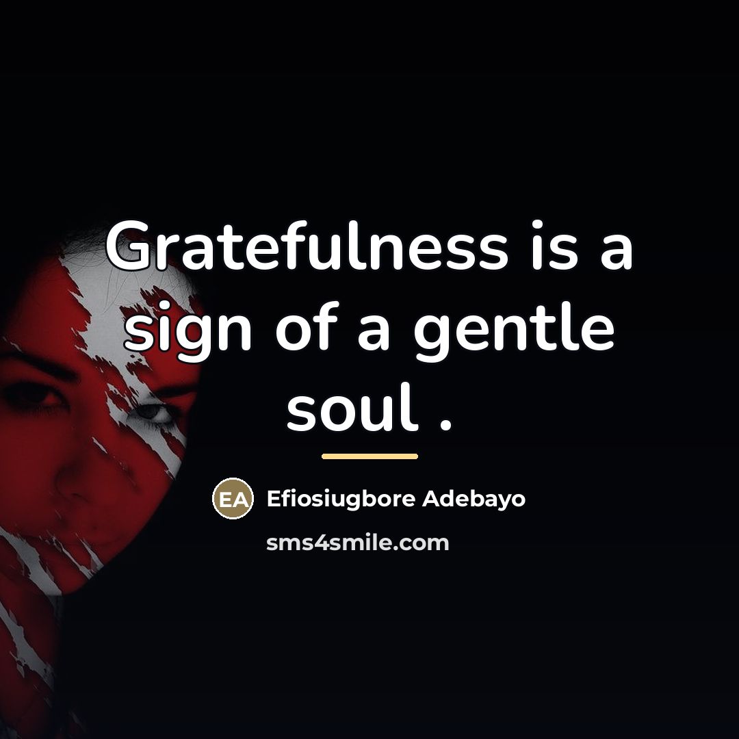 “Gratefulness is a sign of a gentle soul .…” quote by Efiosiugbore Adebayo