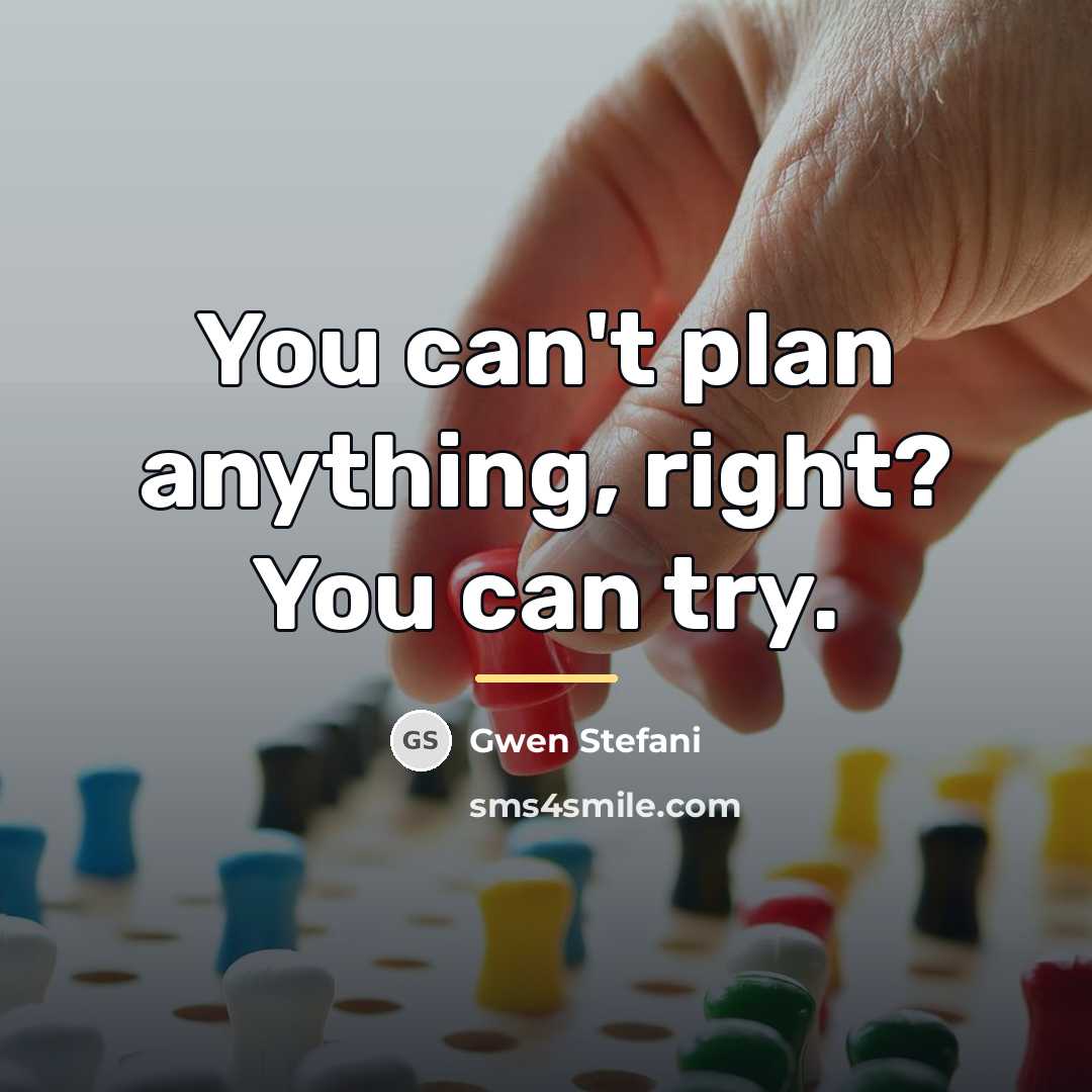 “You can't plan anything, right? You can try.…” quote by Gwen Stefani