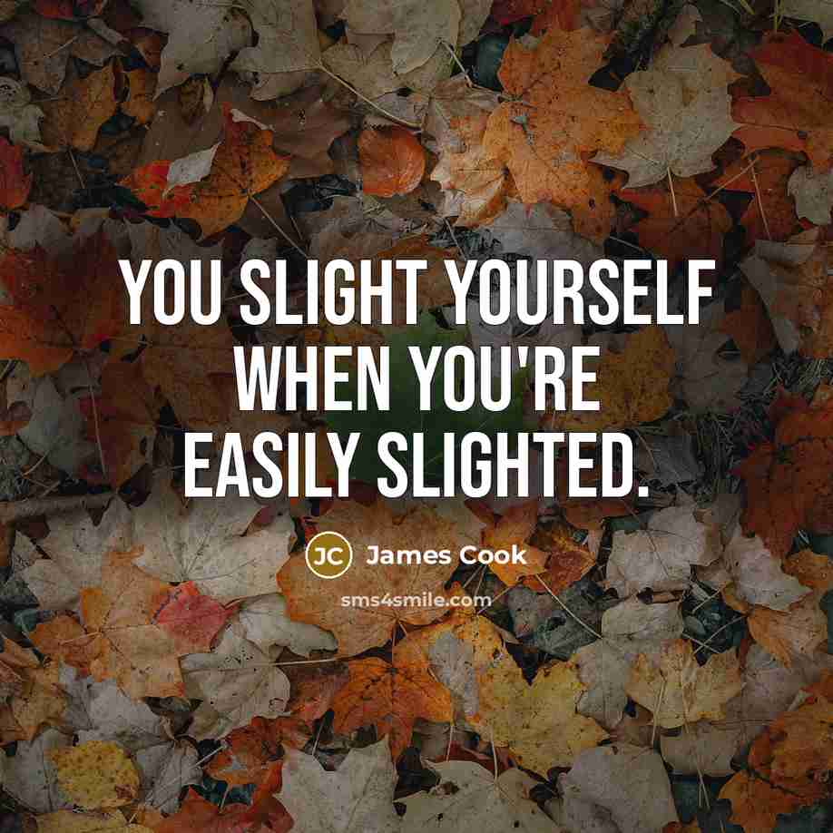 “You slight yourself when you're easily slighted.…” quote by James Cook