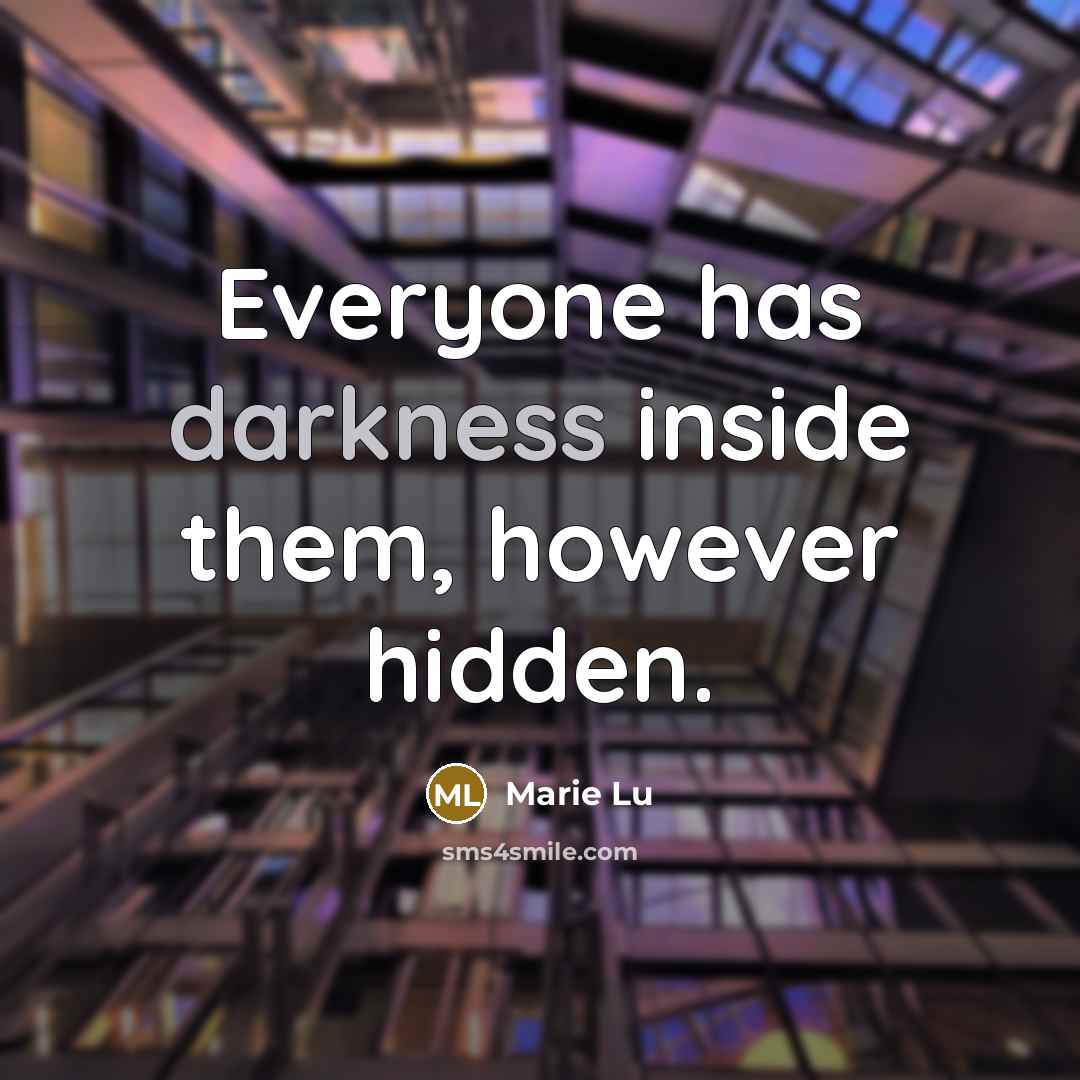 “Everyone has darkness inside them, however hidden.…” quote by Marie Lu