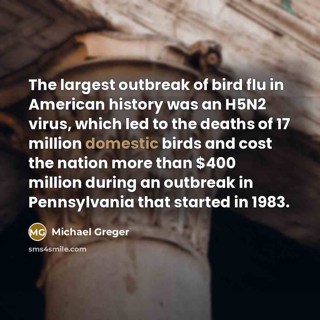 “The largest outbreak of bird flu in American history was…” quote by Michael Greger