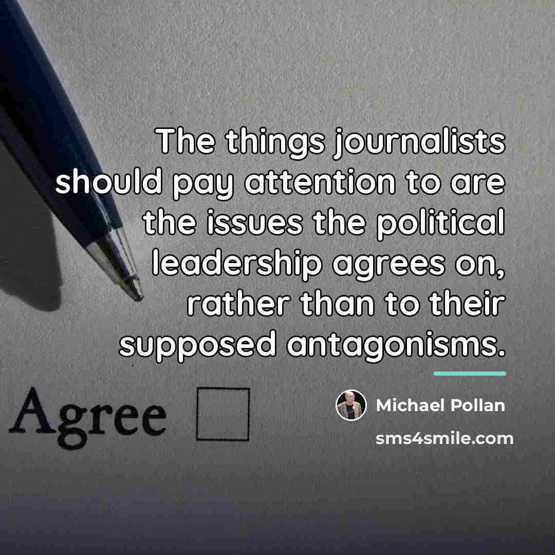 “The things journalists should pay attention to are the issues…” quote by Michael Pollan