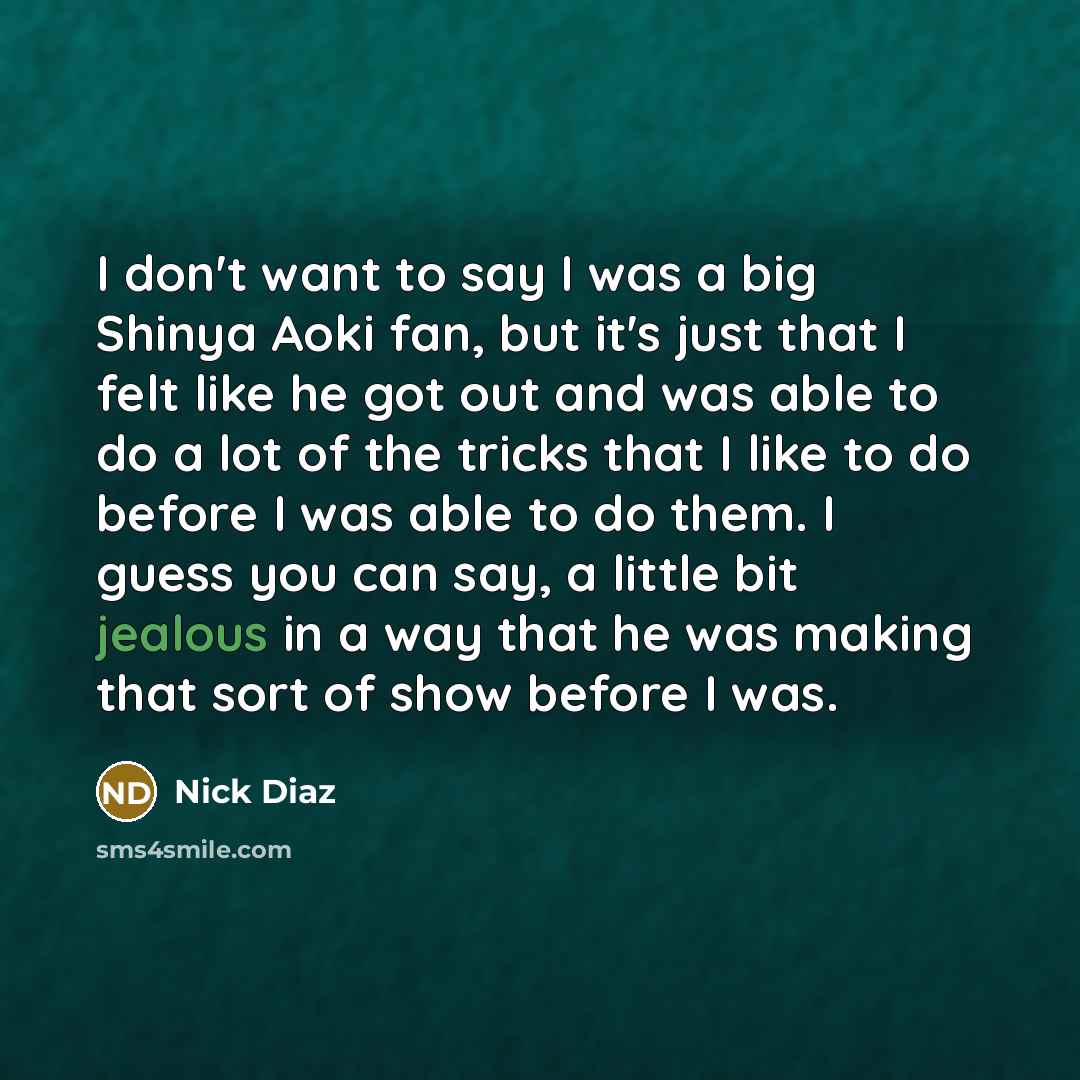 “I don't want to say I was a big Shinya…” quote by Nick Diaz