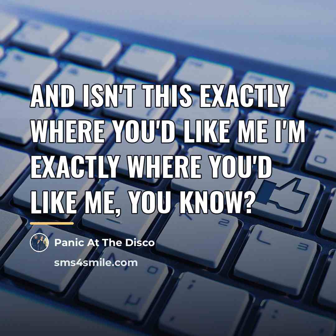 “And isn't this exactly where you'd like me I'm exactly…” quote by Panic At The Disco