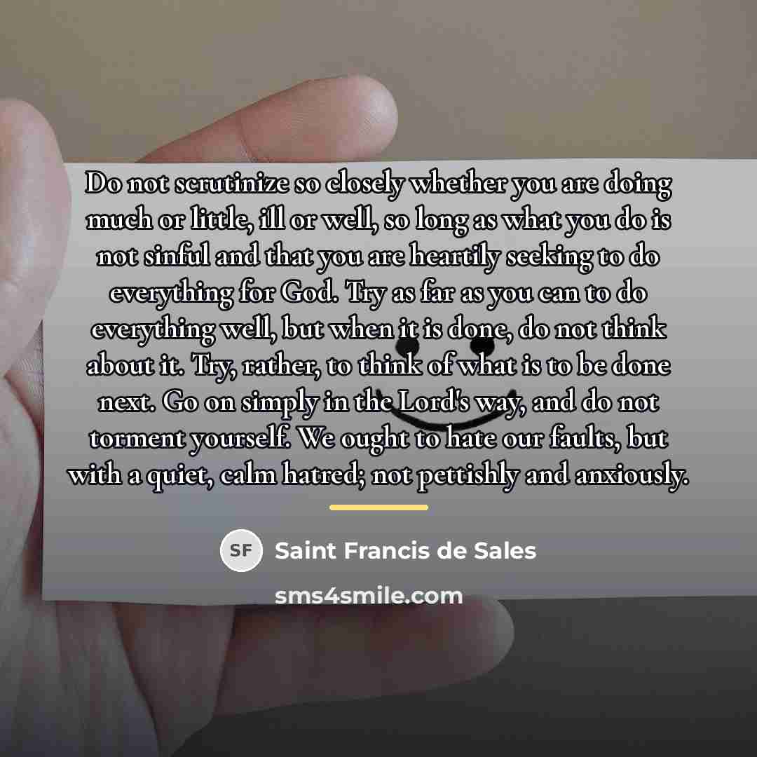 “Do not scrutinize so closely whether you are doing much…” quote by Saint Francis de Sales