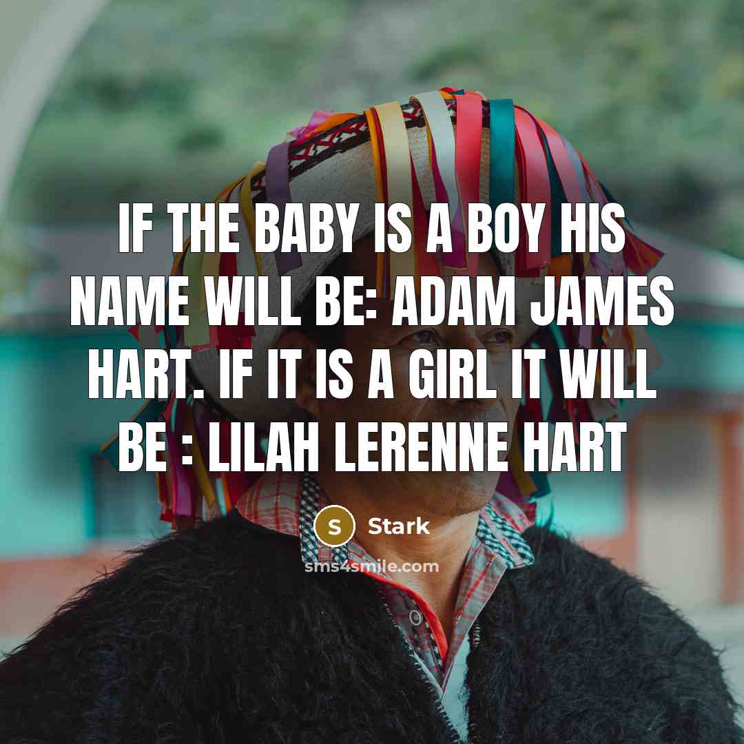 “If the baby is a boy his name will be:…” quote by Stark