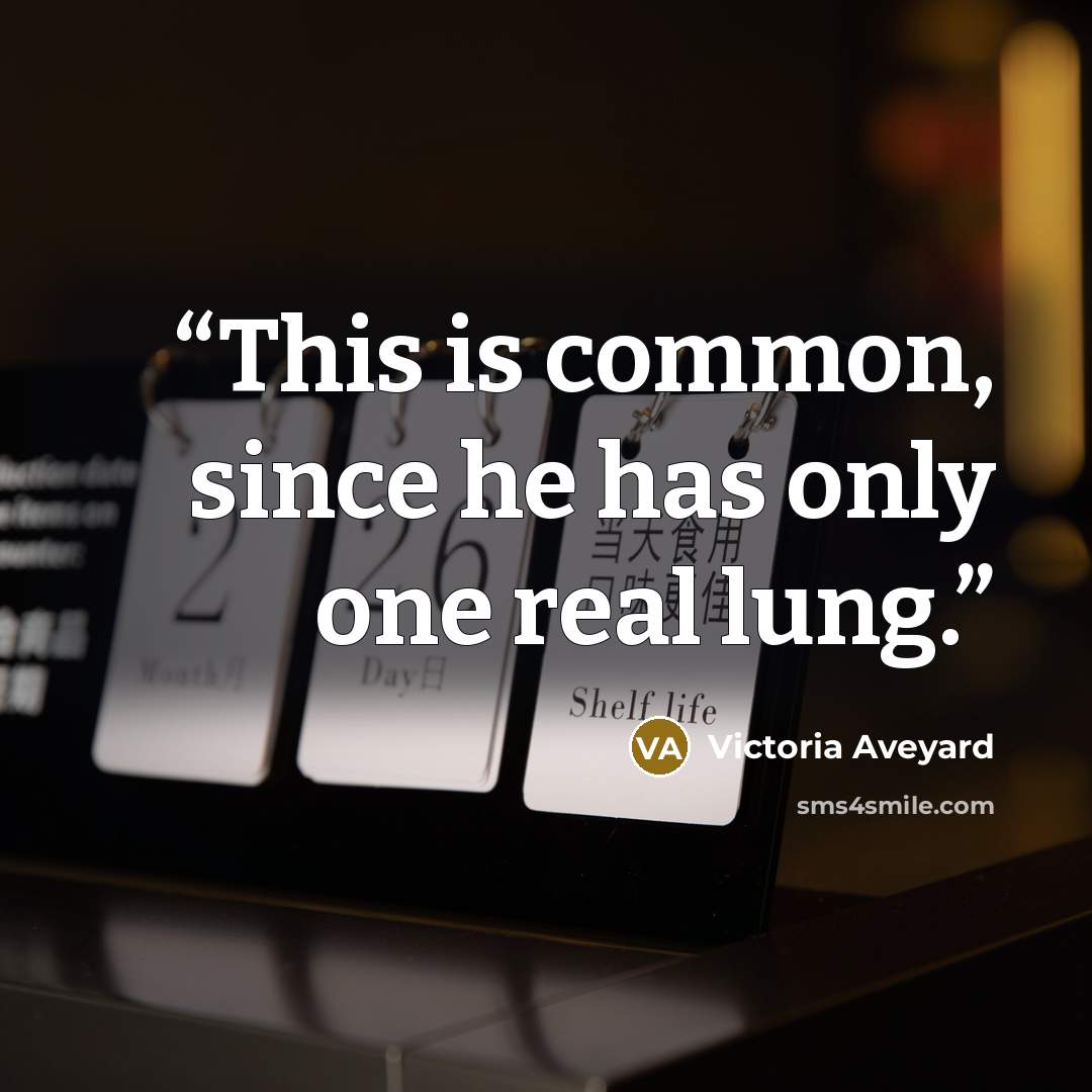 “This is common, since he has only one real lung.” quote by Victoria Aveyard