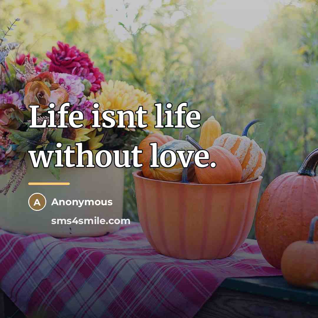 “Life isnt life without love.…” quote by Anonymous