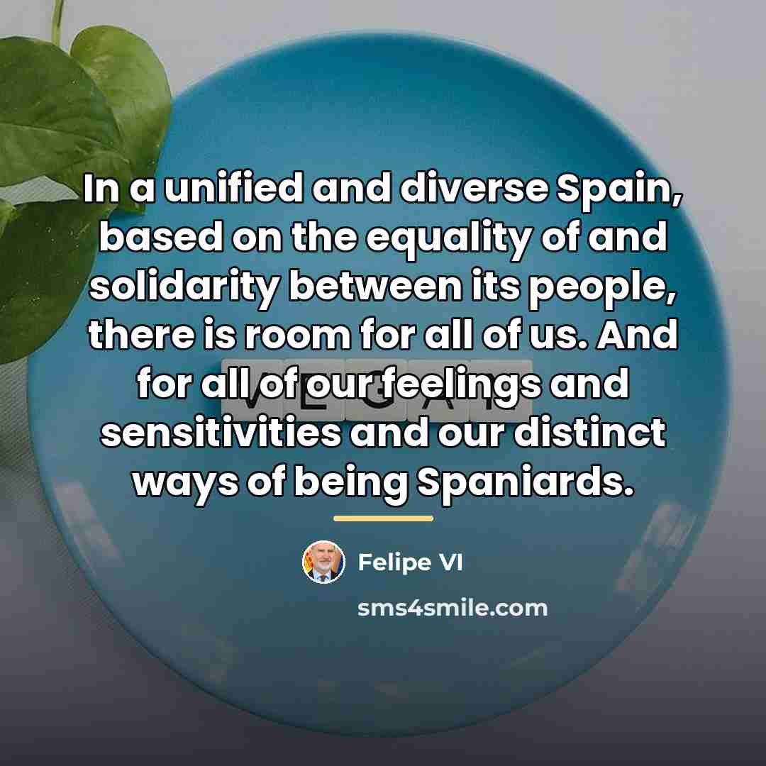 “In a unified and diverse Spain, based on the equality…” quote by Felipe VI