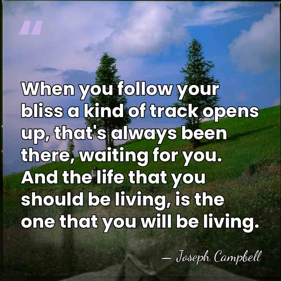 When you follow your bliss a kind of track opens up, that's&hellip; - Joseph Campbell