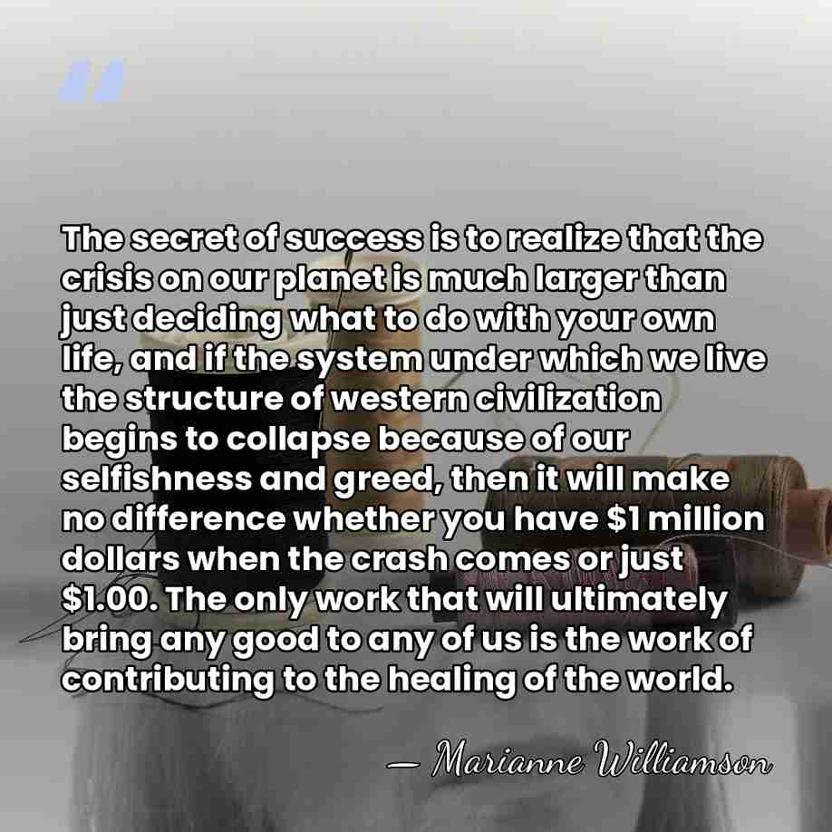 The secret of success is to realize that the crisis on our&hellip; - Marianne Williamson