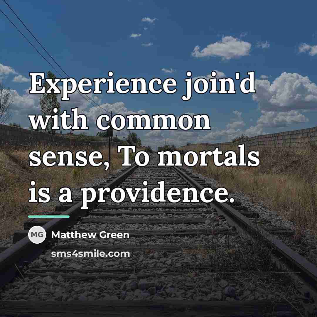 “Experience join'd with common sense, To mortals is a providence.…” quote by Matthew Green