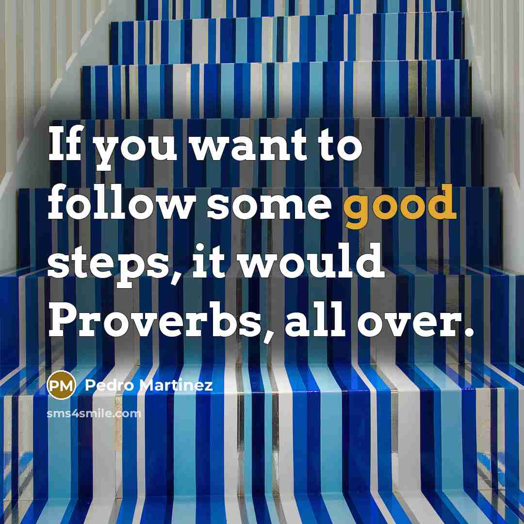 “If you want to follow some good steps, it would Proverbs, all over.” quote by Pedro Martinez