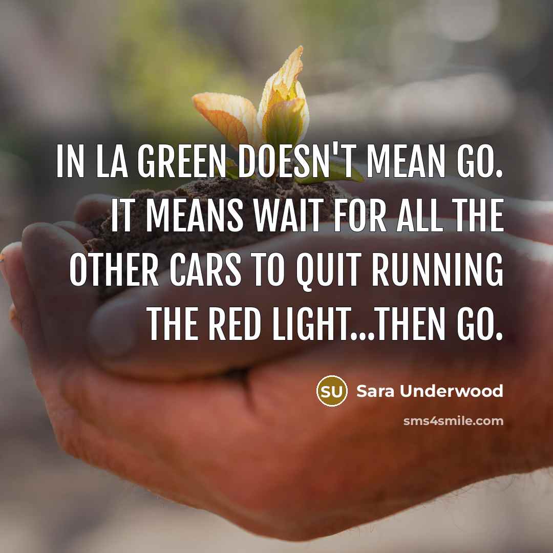 “In LA green doesn't mean go. It means wait for…” quote by Sara Underwood