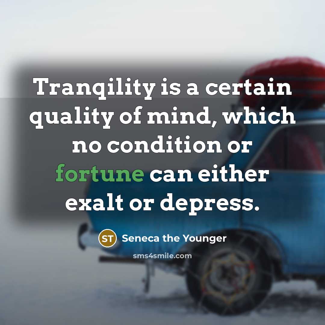 “Tranqility is a certain quality of mind, which no condition…” quote by Seneca the Younger