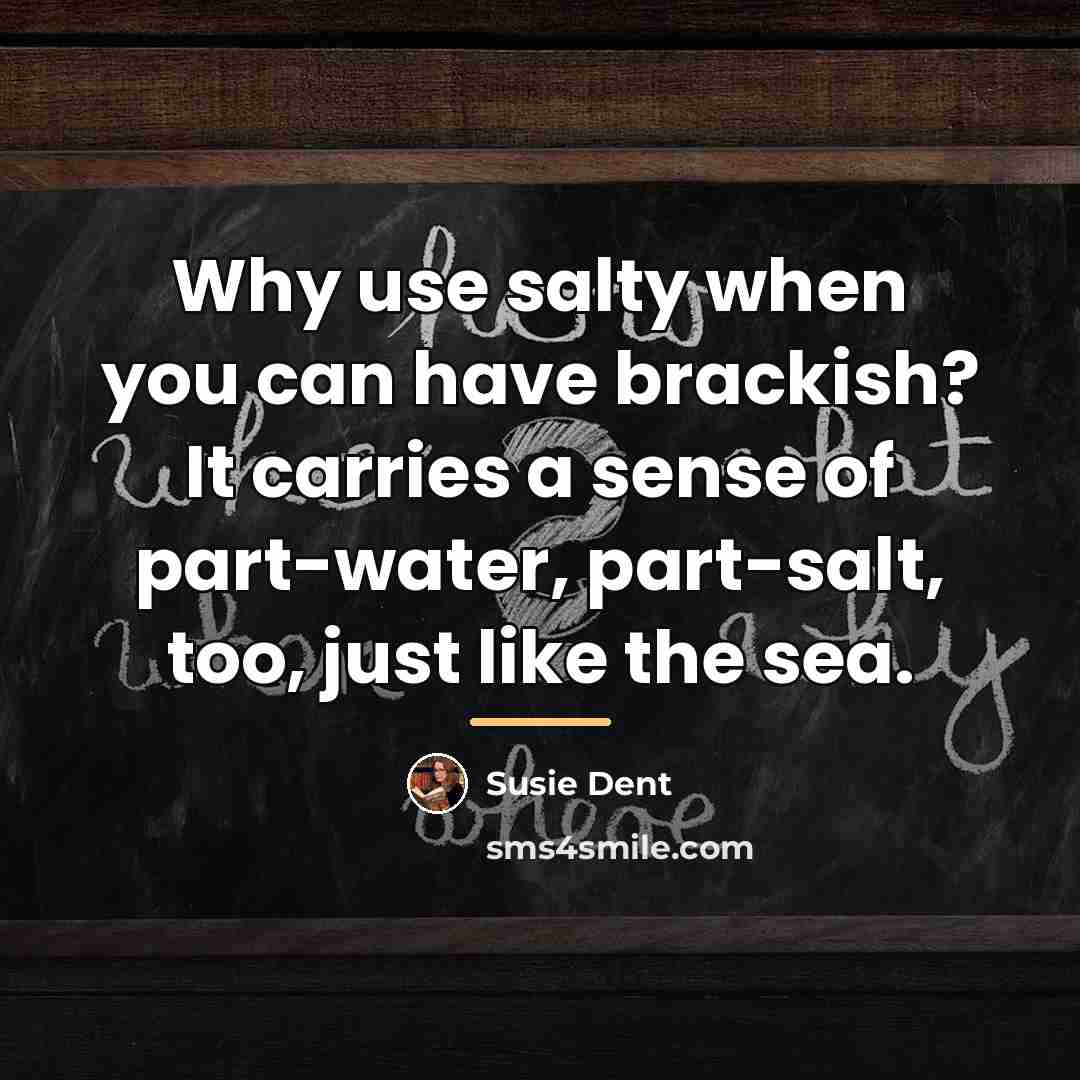 “Why use salty when you can have brackish? It carries…” quote by Susie Dent