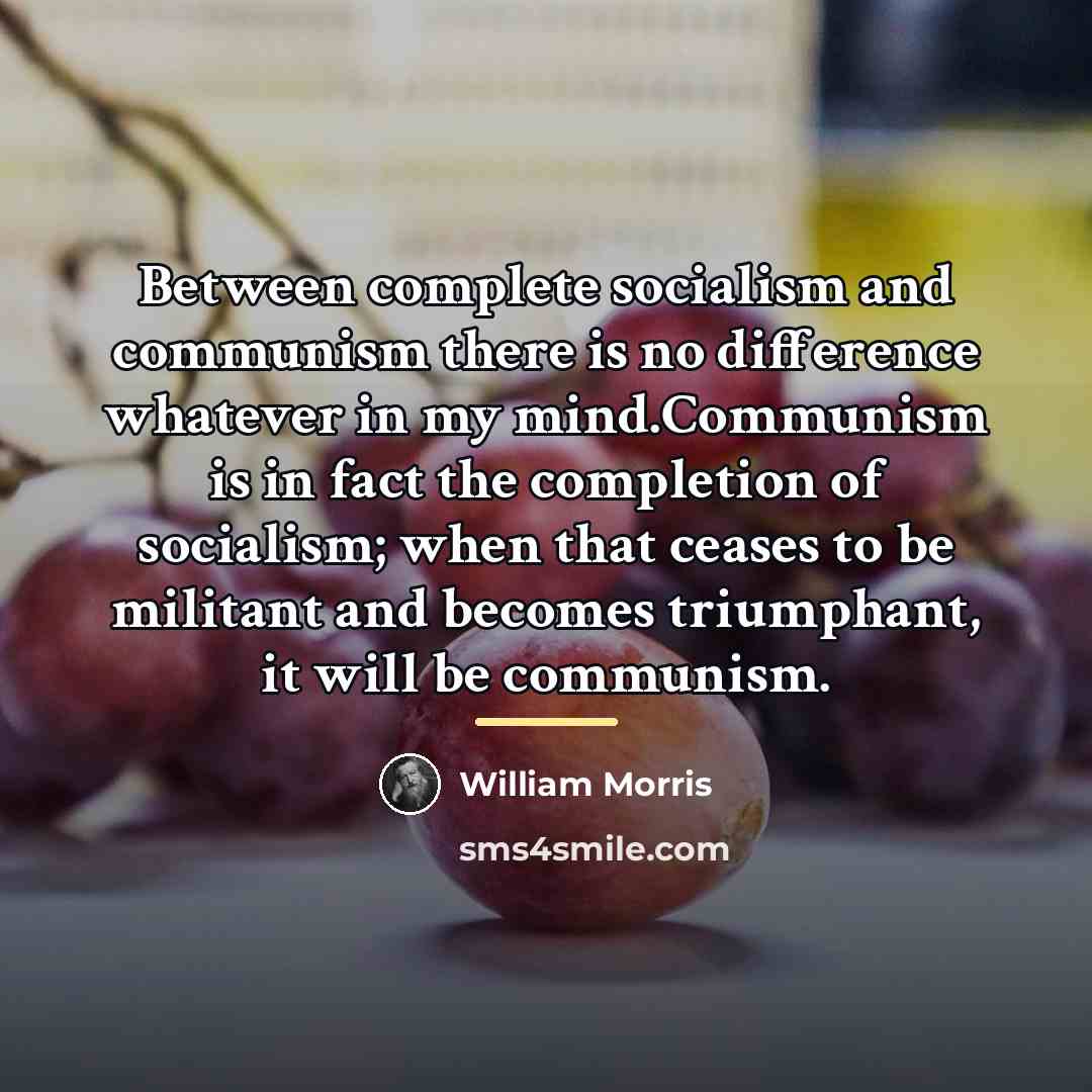 “Between complete socialism and communism there is no difference whatever…” quote by William Morris