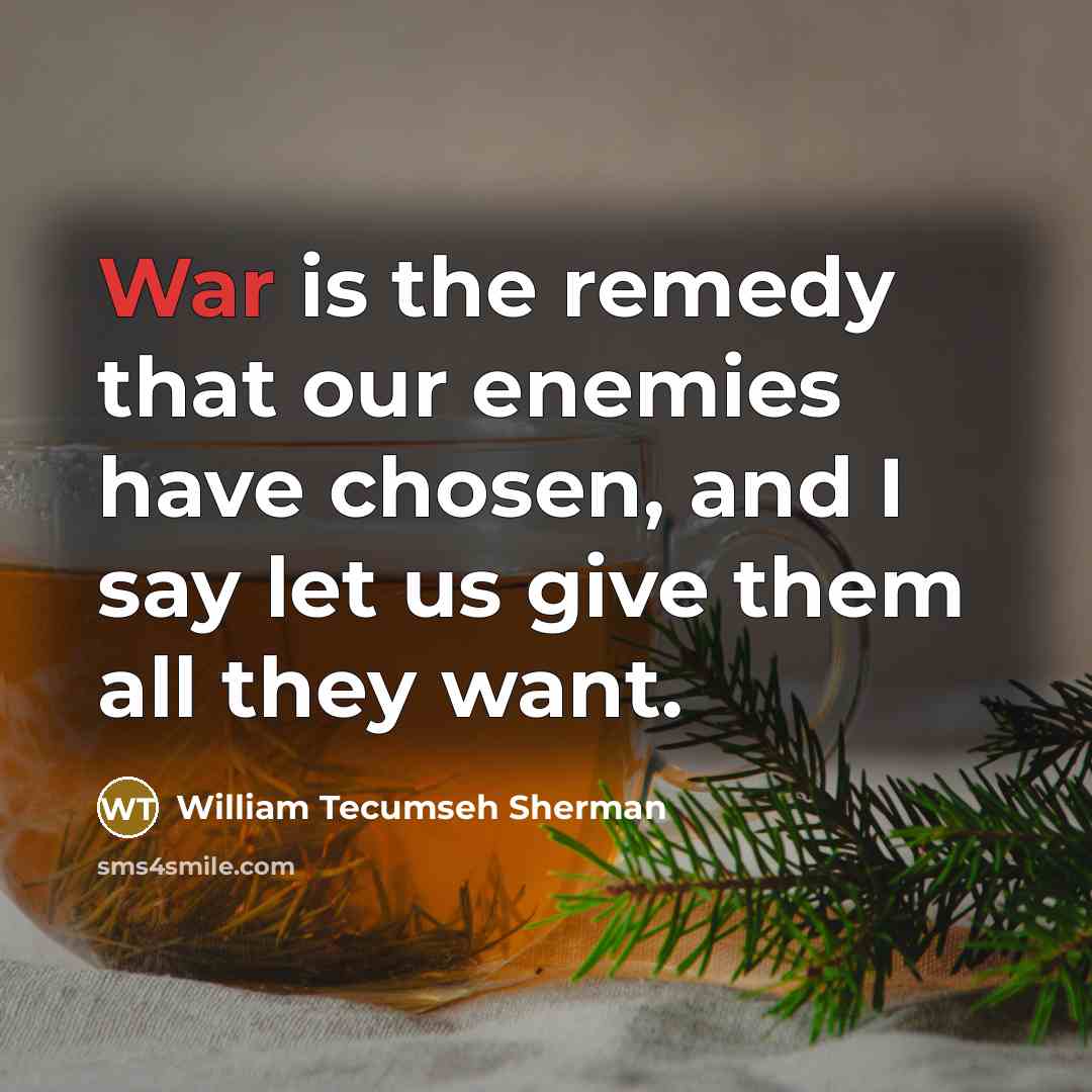 “War is the remedy that our enemies have chosen, and…” quote by William Tecumseh Sherman