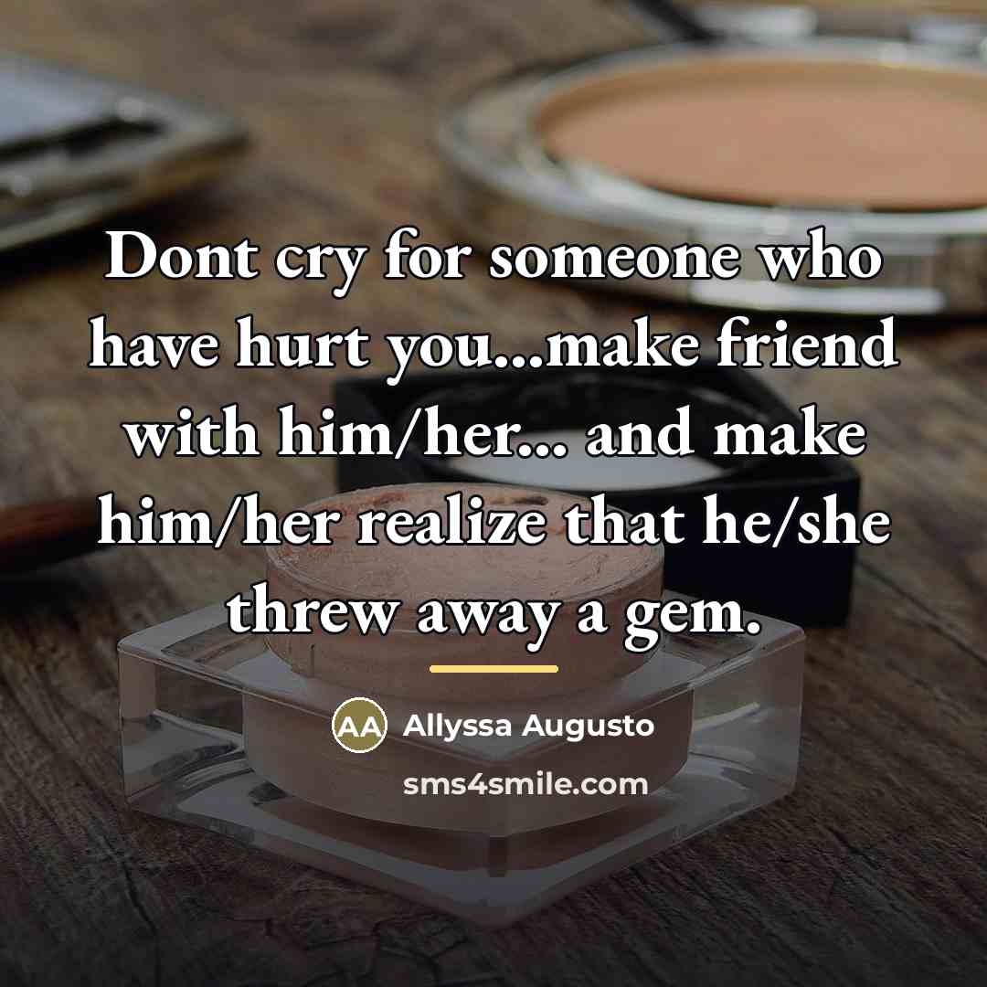 “Dont cry for someone who have hurt you...make friend with…” quote by Allyssa Augusto