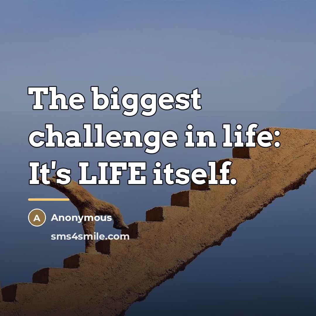 “The biggest challenge in life: It's LIFE itself.…” quote by Anonymous