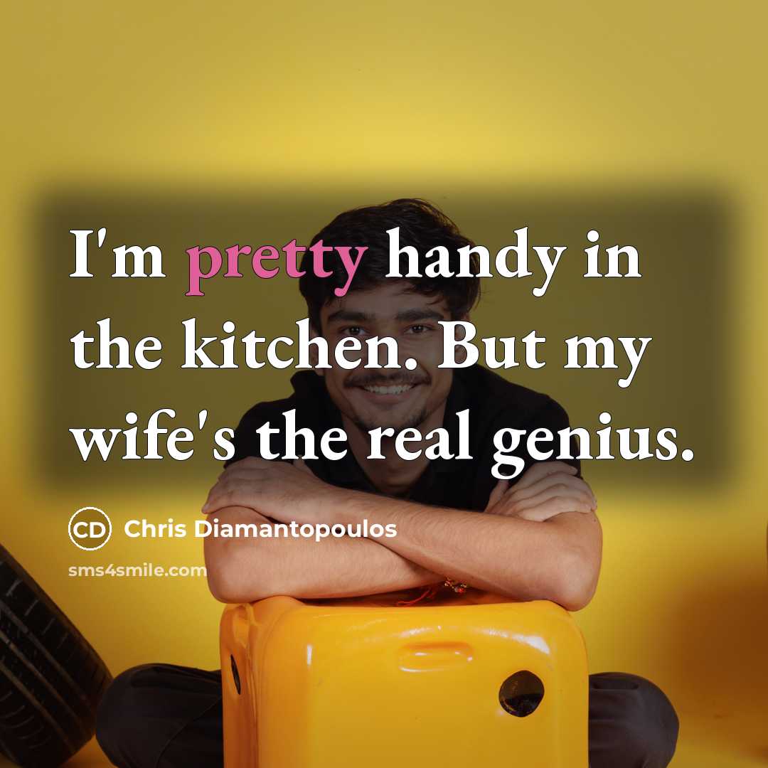 “I'm pretty handy in the kitchen. But my wife's the…” quote by Chris Diamantopoulos