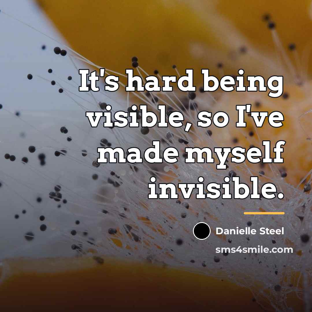 “It's hard being visible, so I've made myself invisible.…” quote by Danielle Steel