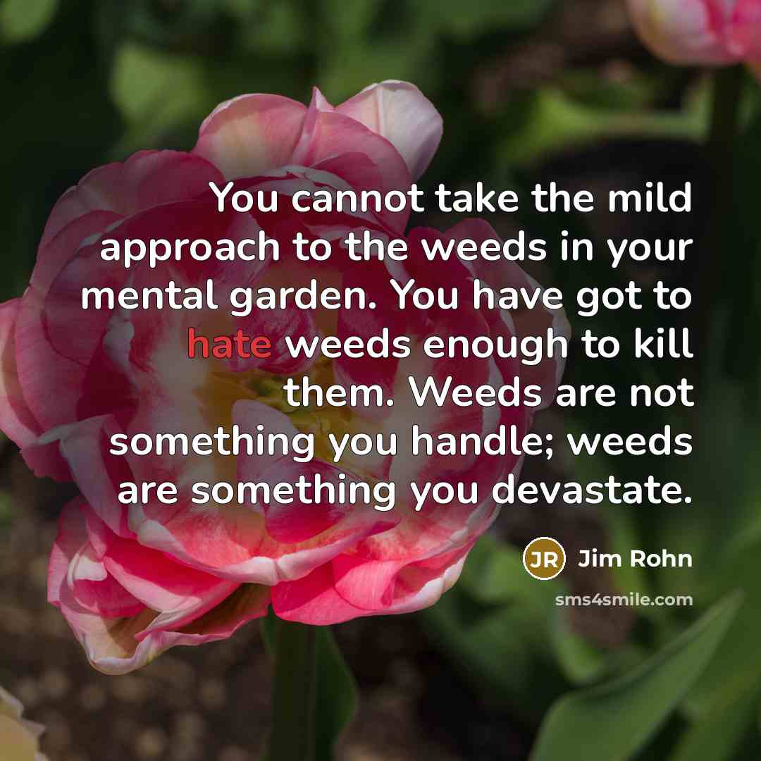 “You cannot take the mild approach to the weeds in…” quote by Jim Rohn