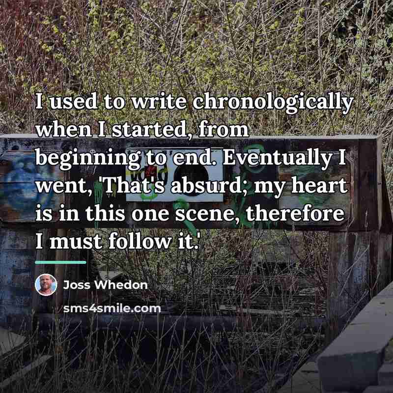 “I used to write chronologically when I started, from beginning…” quote by Joss Whedon