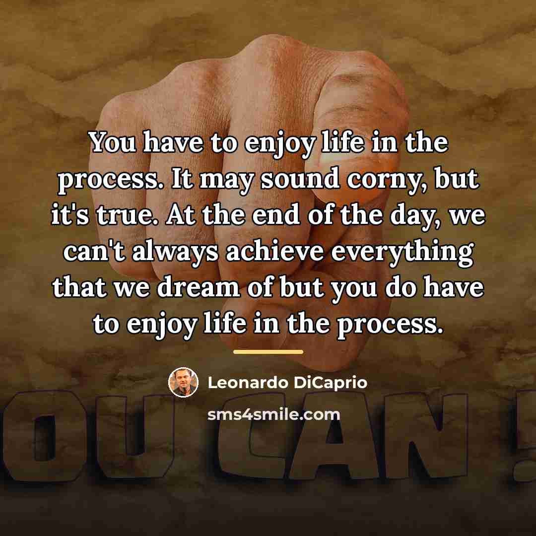 “You have to enjoy life in the process. It may…” quote by Leonardo DiCaprio
