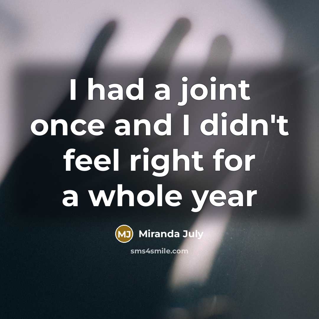“I had a joint once and I didn't feel right…” quote by Miranda July