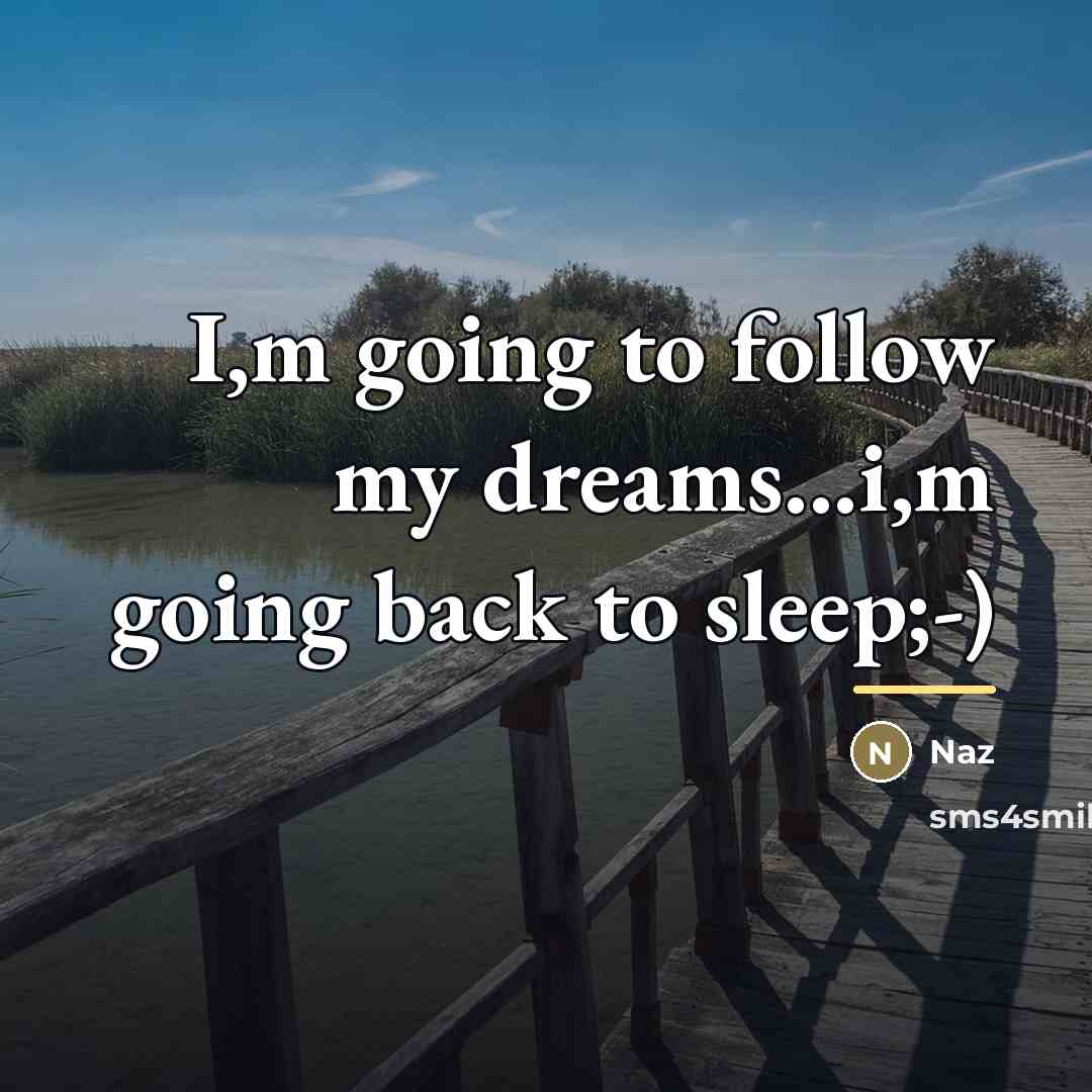 “I,m going to follow my dreams...i,m going back to sleep;-)…” quote by Naz