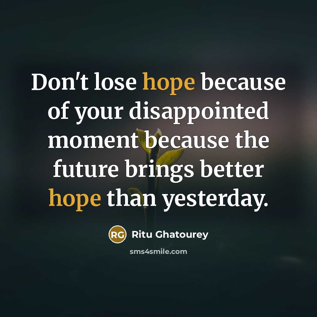 “Don't lose hope because of your disappointed moment because the…” quote by Ritu Ghatourey
