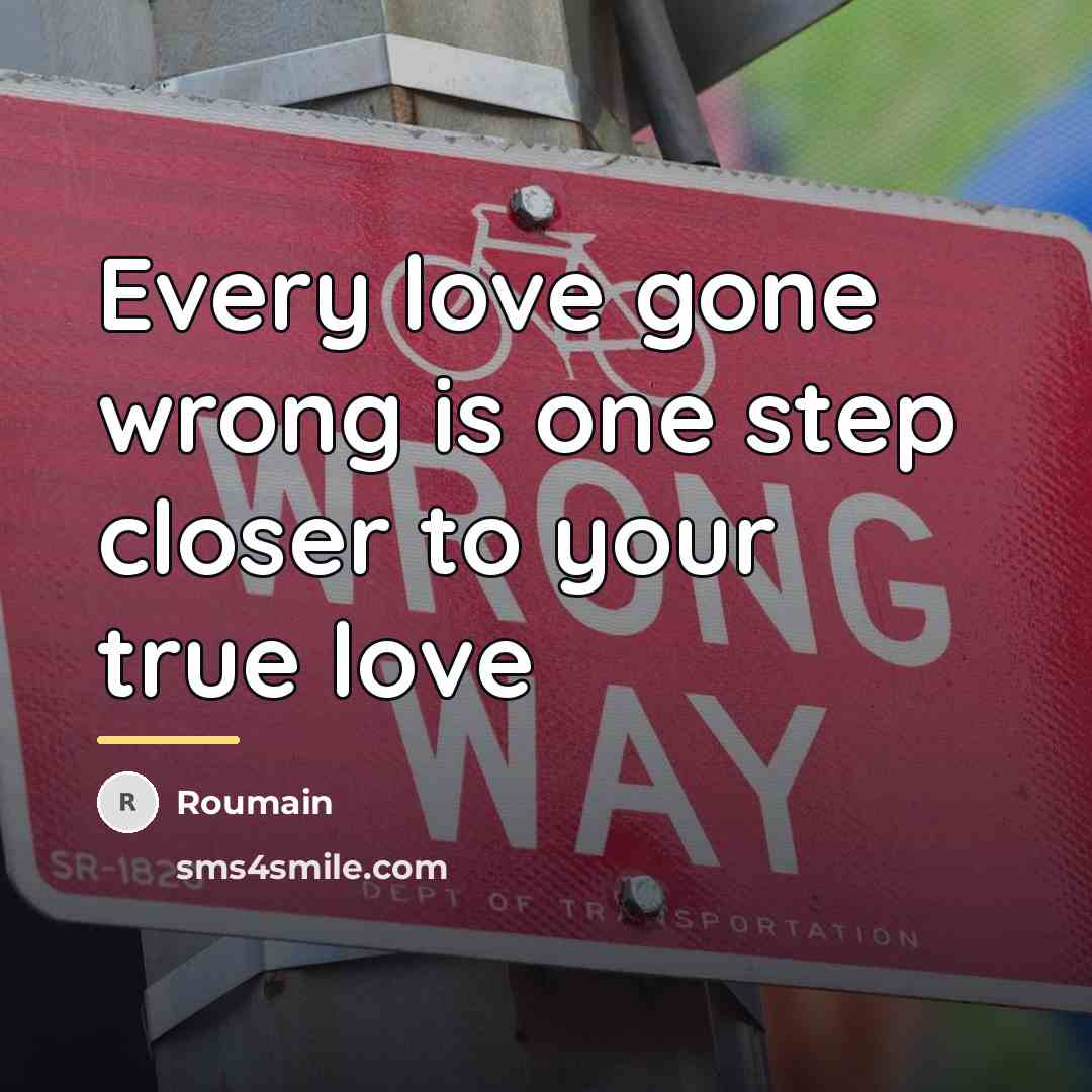 “Every love gone wrong is one step closer to your…” quote by Roumain
