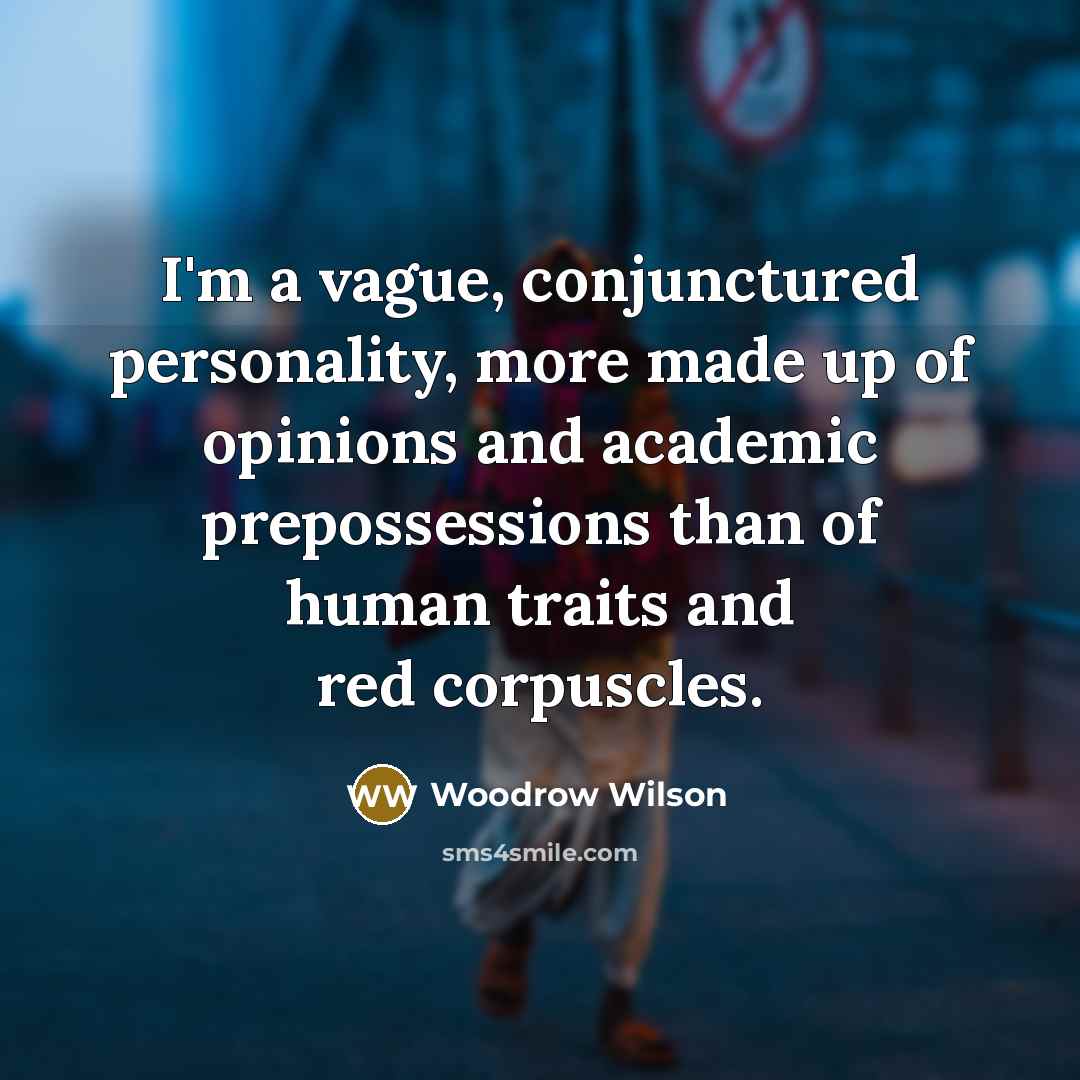 “I'm a vague, conjunctured personality, more made up of opinions…” quote by Woodrow Wilson