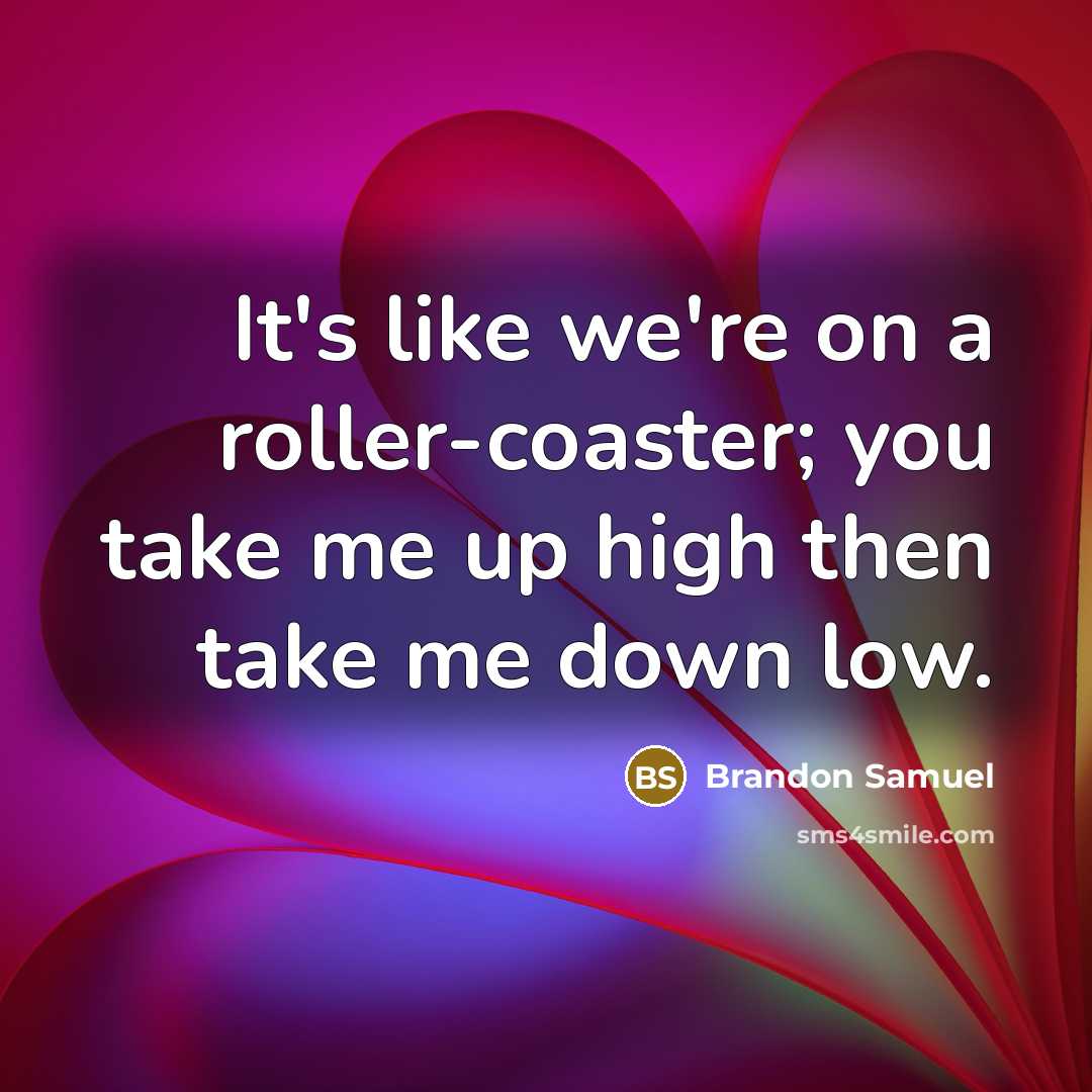 “It's like we're on a roller-coaster; you take me up high then take me down low.” quote by Brandon Samuel