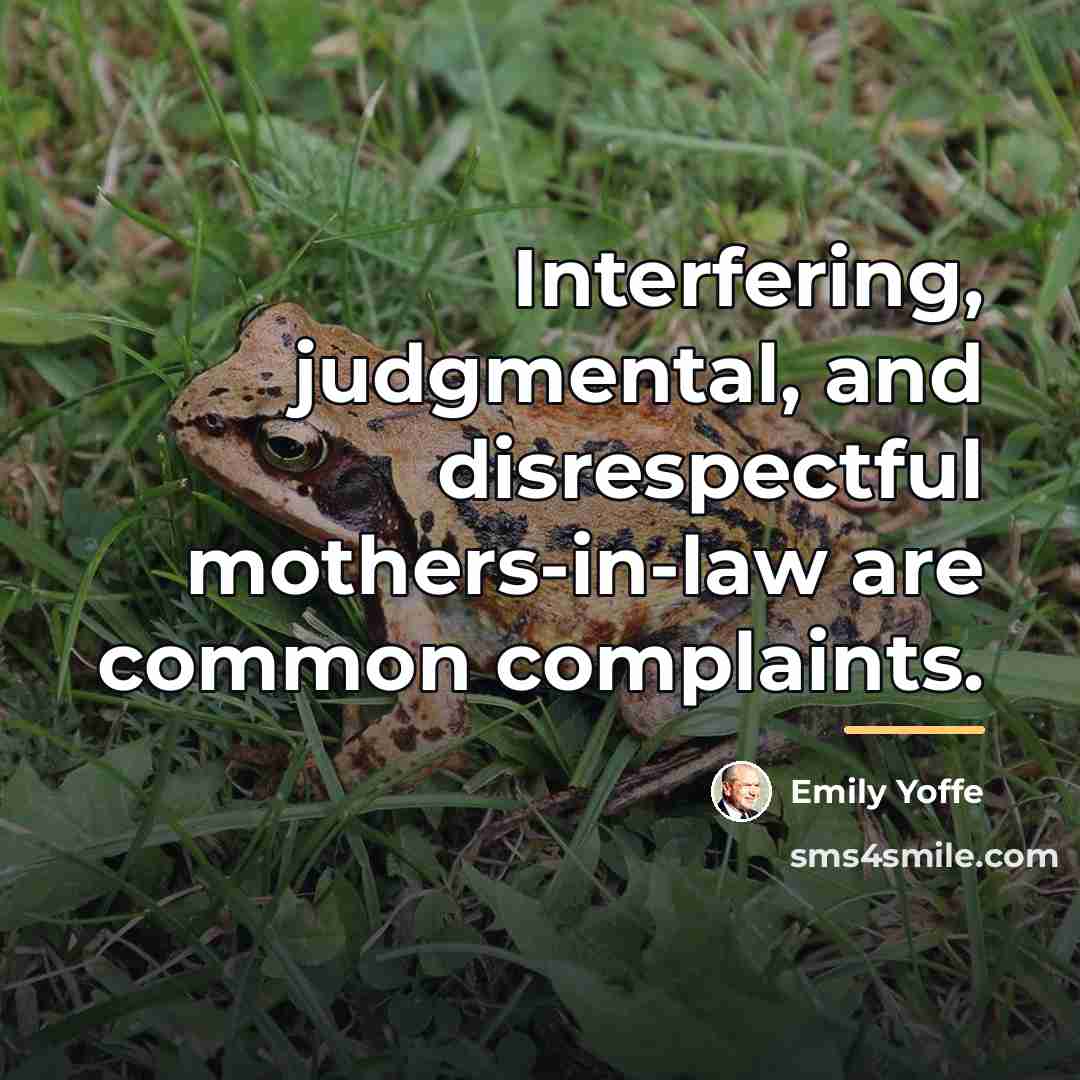 “Interfering, judgmental, and disrespectful mothers-in-law are common complaints.…” quote by Emily Yoffe