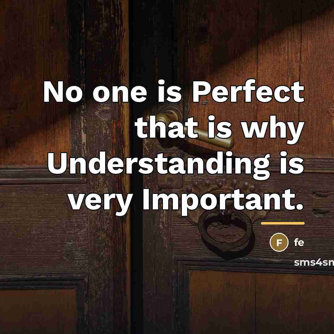 “No one is Perfect that is why Understanding is very…” quote by Anonymous